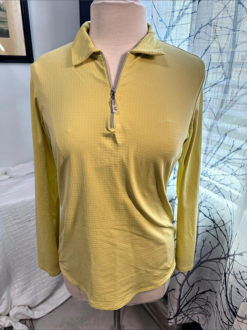 Bette & Court Long Sleeve Quarter Zip Golf Polo Yellow